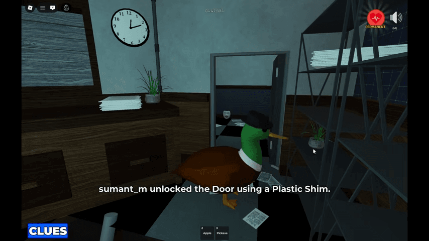 The final Hideout corridor and bird interaction area reached after the bottle lockpick.