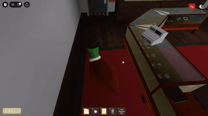 The opened Jewelry cash register supplies the first room-code clue.