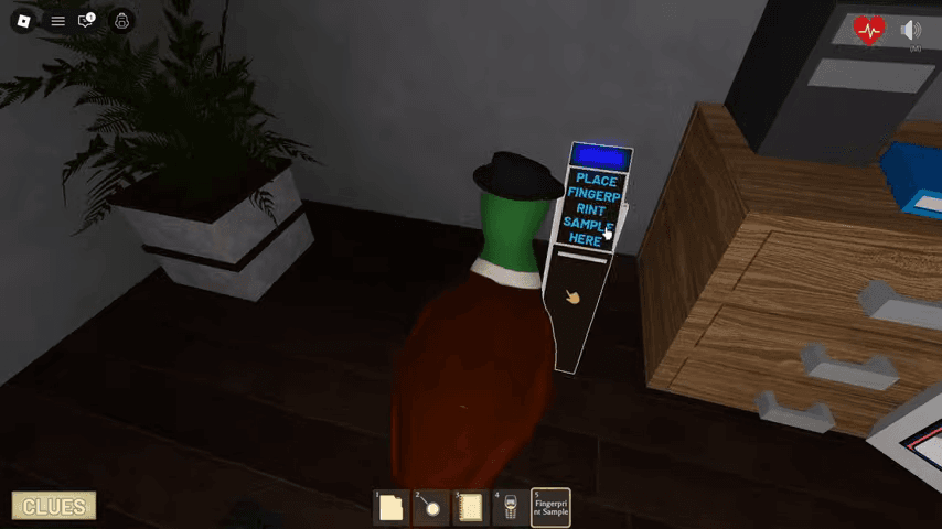 The Jewelry fingerprint analyzer stands near the store counter.