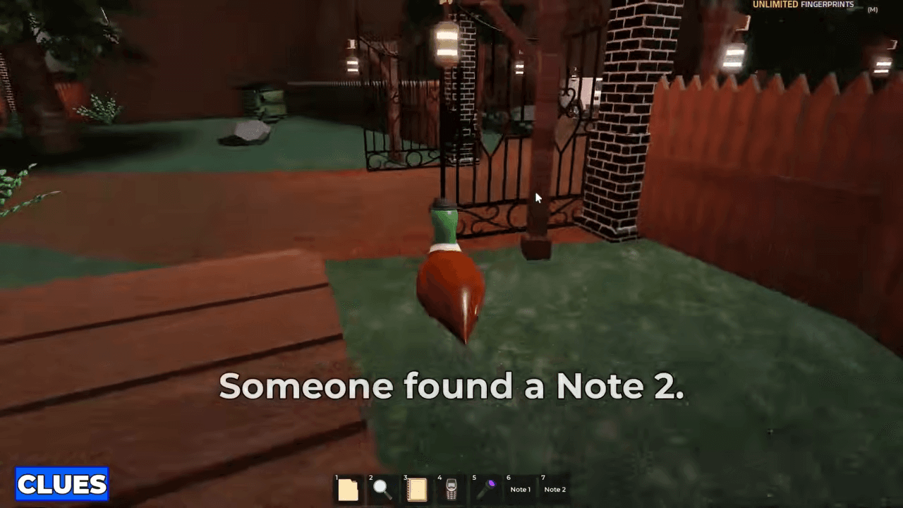 Note 2 is beside the entrance gate brick pillar.